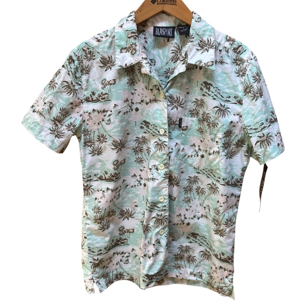 Deadstock 1990s Blassport Tropical Print Cotton Button Down Shirt